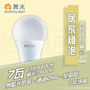 舞光 LED 7W E27 居家燈泡 全電壓 球泡 白光/黃光〖永光照明〗%LED-E2710DR6