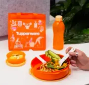 Tupperware Fit To Go Lunch Set Orange - Lunch Box Set & Bag New