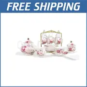 Royal Vintage Floral Tea Set with Teapot & Cups – Dishwasher Safe Porcelain
