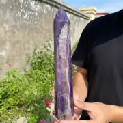 2.3lb Natural colourful Fluorite Obelisk Quartz Crystal Wand Tower Point Healing