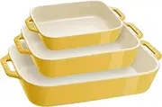 STAUB Stoneware Gratins Ceramics 3-pc Rectangular Baking Dish Set-Citron