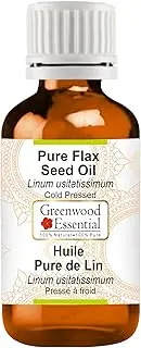 Greenwood Essential Pure Flax Seed Oil (Linum usitatissimum) Natural Therapeutic Grade Cold Pressed 50ml (1.69 oz)