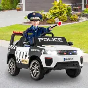 CostwayKids Ride on Police Car with Remote Control and Wireless Connection for Children-White