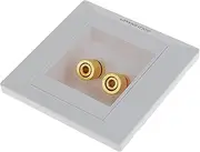 Generic Loudspeaker Connection Quadratical Wall Cover with 2 Golden Connection Terminals Banana Plugs