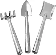 3 Pieces Mini Garden Tools Set, Stainless Steel Shovel Rake Spade Gardening Kit