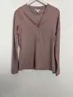 Athleta Uptempo Ribbed Henley Long Sleeve Top Mauve Pink Size Medium NWT V-neck