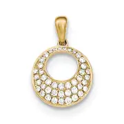 14K Pav?â?? Diamond Round Pendant