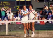 Doubles partners Jo Durie and Jeremy Bates both of Great Britain - Old Photo
