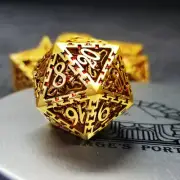 Sage's Dragonstones- Chained Noble Dragon Gold Hollow Metal Polyhedral Dice Set