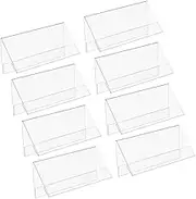 MUCKLILY 8pcs Clear Acrylic Name Plate Holders Transparent Display Stand for Office Conference Shaped Double Sided Table Signage for Guest Seating and Identity Display