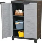 Portable Storage Outdoor Storage Cabinet Plastic Cupboard Box for Garage 65 x 45 x 97 cm Weatherproof and Spacious