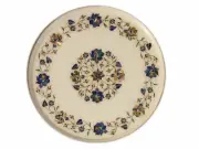 12" White Marble Inlay Coffee Table Top Pietra Dura Stone Inlaid Table Top Gifts