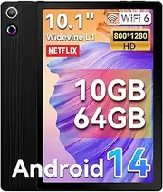HotLight Tablet 10 Inch Android 14 Tablet with USB OTG and Face Recognition, Octa-Core Processor Tablet PC, WideVine L1, WiFi6, BT 5.0, 10GB+64GB (TF 1TB), 5000mAh, Aura Spiritual Black
