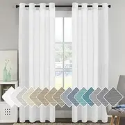 Smarcute Natural Linen Blended Curtains Semi Sheer Textured Linen Curtain Draperies Light Filtering Privacy Eyelet Curtain Casual Draperies - Pure White Color, Sold Pair, Each Piece 132 x 243cm
