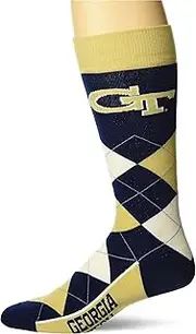 For Bare Feet Men's NCAA Argyle Lineup Crew Dress Socks-One Size Fits Most - Yellow - One Size Fits Most