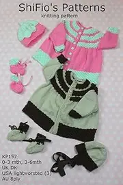 Knitting Pattern - KP157 - baby boy girl matinee jacket , hat and booties