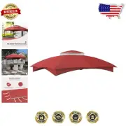 Wine Red 9.8' x 12' Gazebo Canopy Replacement - Two-Tier Cover with Drainage