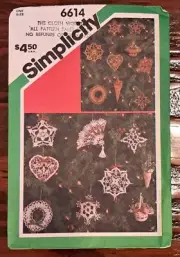 Crochet Vintage Christmas Ornaments Simplicity 6614 Holiday Craft Pattern