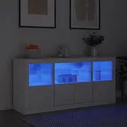 Sideboard with LED Lights, Dining Kitchen Cabinet, White Buffet Table for Living Room Storage and Modern Furniture