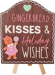 Arrovarp Gingerbread Signs | Wooden Gingerbread Desktop Welcome Sign | Farmhouse Table Shelf Decorations Gingerbread Decor Sign for Home Decor Store Decor