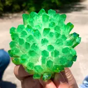 332G Newly discovered green phantom quartz crystal cluster mineral sample