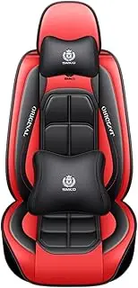 QIOZO car seat Cover Suitable for Volkswagen AMAROK Jetta, Santana Variant Lamando Lavida Vista Auto Parts/Waterproof/Sports Leather/Red Deluxe