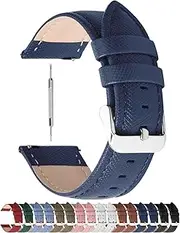 [Fullmosa] Quick Release Leather Watch Band 22mm Compatible with Samsung Galaxy Watch 46mm,Galaxy Watch 3 45mm,Gear S3 Frontier/Classic,Garmin Vivoactive 4/Fenix 7/Venu 2,Fossil Watch Strap 22mm Dark Blue+Silver Buckle