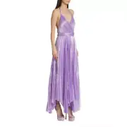 NEW Alice + Olivia Size 8 Women's Arista Lamé Halterneck Gown - Solstice