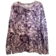 Athleta Balance Pullover Womens Large Chakra Floral Crocus Violet Sweatshirt