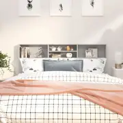 Headboard Cabinet Concrete Grey 180 cm vidaXL