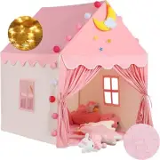 Tienda infantil con tapete y luces casa de juegos rosa para niÃ±as.
