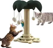 Cat Scratching Posts - Tree Sisal Scratch Posts - Built-in Rotatable Track and Rolling Ball, Wear Resistant, Climbing Furniture for Apartment Living