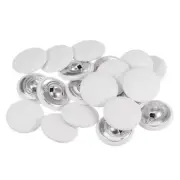 20pcs Fabric Cloth Covered Button 30mm Metal Round Sewing Buttons, White