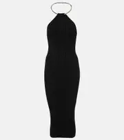 [Galvan] Galvan Rhea metallic-knit midi dress AU 14 black