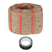 0.8 Inch x 85ft Heavy Thick Natural Jute Rope Twine Rope with Black Tape