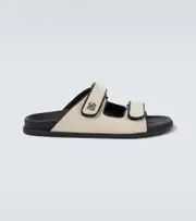 [Dolce & Gabbana] Dolce & Gabbana DG leather-trimmed canvas sandals AU 9 beige