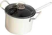 Leefasy 5.2L Deep Fryer Pot with Strainer for Chicken And Tempura Cooking, White