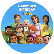 Cocomelon 19cm round cake edible personalised image topper ICING SHEET