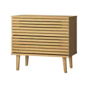 Oikiture Bedside Table Side Table 2 Drawers Natural