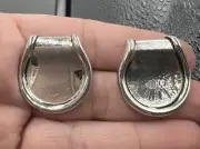 Vintage Pierced Earrings Silver Tone Chunky Thumb Print Style Silver Plated BEST