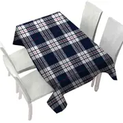 Blue White Red Gingham Stripes Tablecloth