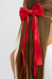 Red Hair Bow Barrette