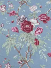 4 DRAPES OOP 5th Avenue Wild Roses on Duck Egg Blue New Drapes Vintage Fabric