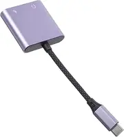 Hoement Type C to Headphone Portable USB C Earphone Converter with Fast Charging High Speed Data Transfer Compact Audio Splitter for Everyday Use