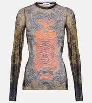 [Jean Paul Gaultier] Jean Paul Gaultier Médallion printed mesh top AU 18 multicoloured