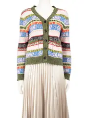 Logo Print Striped Cardigan