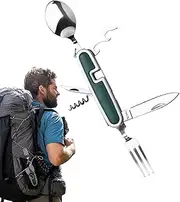 Camp Utensils - Stainless Steel Backpacking Cutlery - Foldable Utensil, Rust-Proof Multi-Functional Flatware for Backpacking, RV Camping, Barbecue, Tailgating