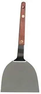 NEW, 9½-Inch Teppanyaki Grill Spatula, Grilling Spatula, Turner Spatula, Griddle Spatula, Barbecue BBQ Spatula, w/Cutting Edge, Solid Stainless Steel, Riveted Smooth Wood Handle, Commercial Grade