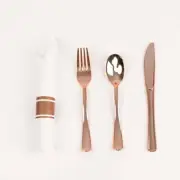 24 Plastic Silverware with Pre Rolled White Paper Napkins Centerpieces