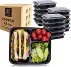 Meal Prep Containers Reusable 3 Compartment [20Pack] 28oz Microwave Freezer Safe